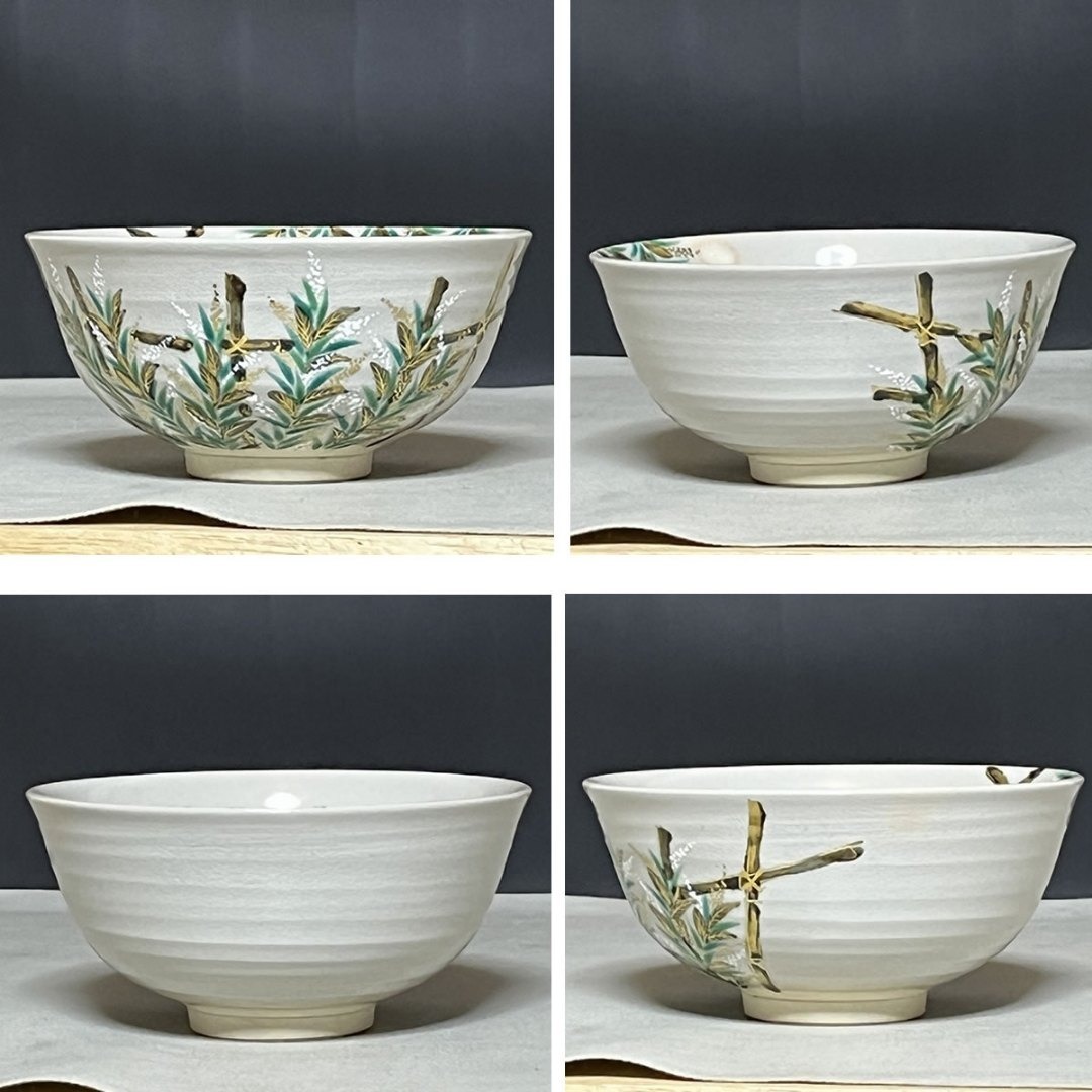 丹山窯 小峠葛芳 卯の花之絵 茶碗 共箱 抹茶碗 茶道具 【k3645】