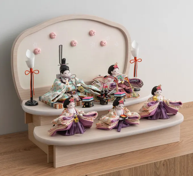 雛人形「れいれい 三人官女 衣装着・うめ東風」｜雛人形の通販 ふらここ