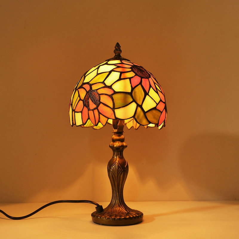 テーブルランプ ステンドグラス 卓上照明 ひまわり柄 1灯 D20/30cm