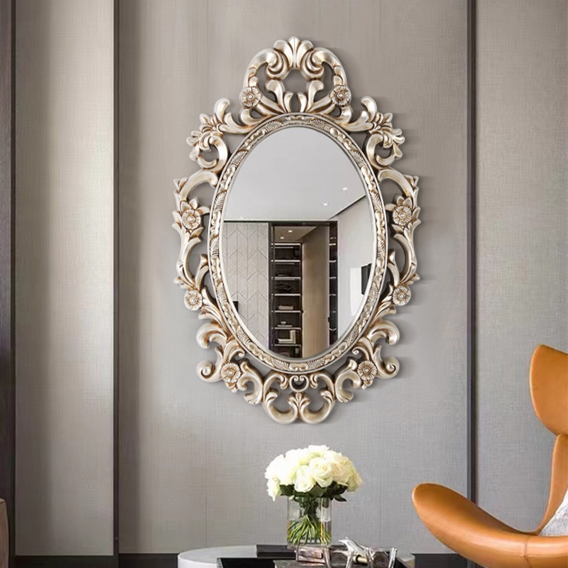 装飾鏡 壁掛けミラー 姿見鏡 美容室 洗面所 玄関 レトロ 透かし彫り 高級