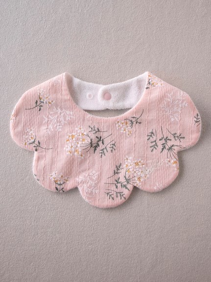 ベビー]レース花型スタイ&レースリボンヘアバンドセット(ドット巾着