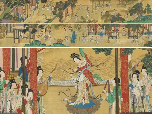 仇英工笔仕女画《双美图》轴- 国画作品高清大图下载- 集古作网