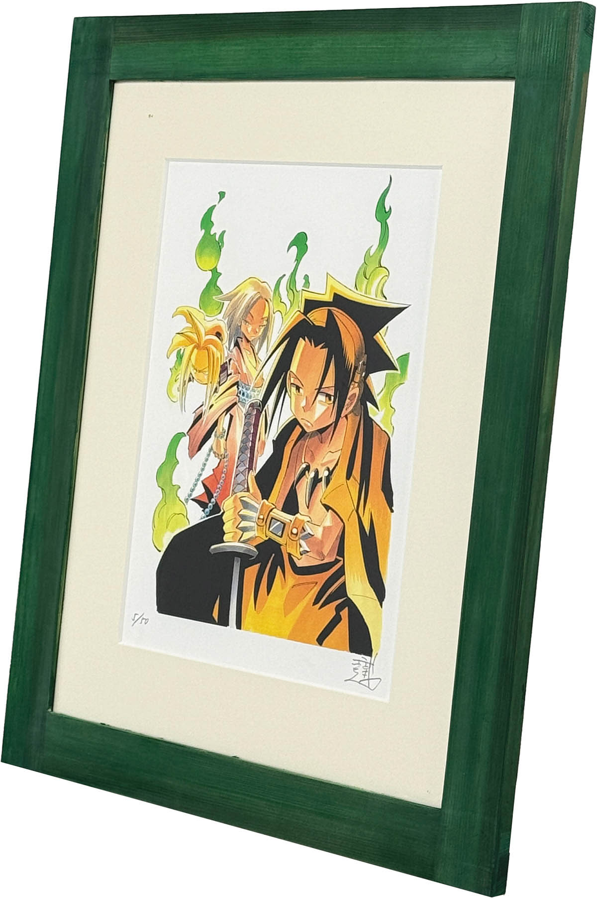 4195] 武井宏之 直筆サイン入りカラー複製イラスト「シャーマンキング」