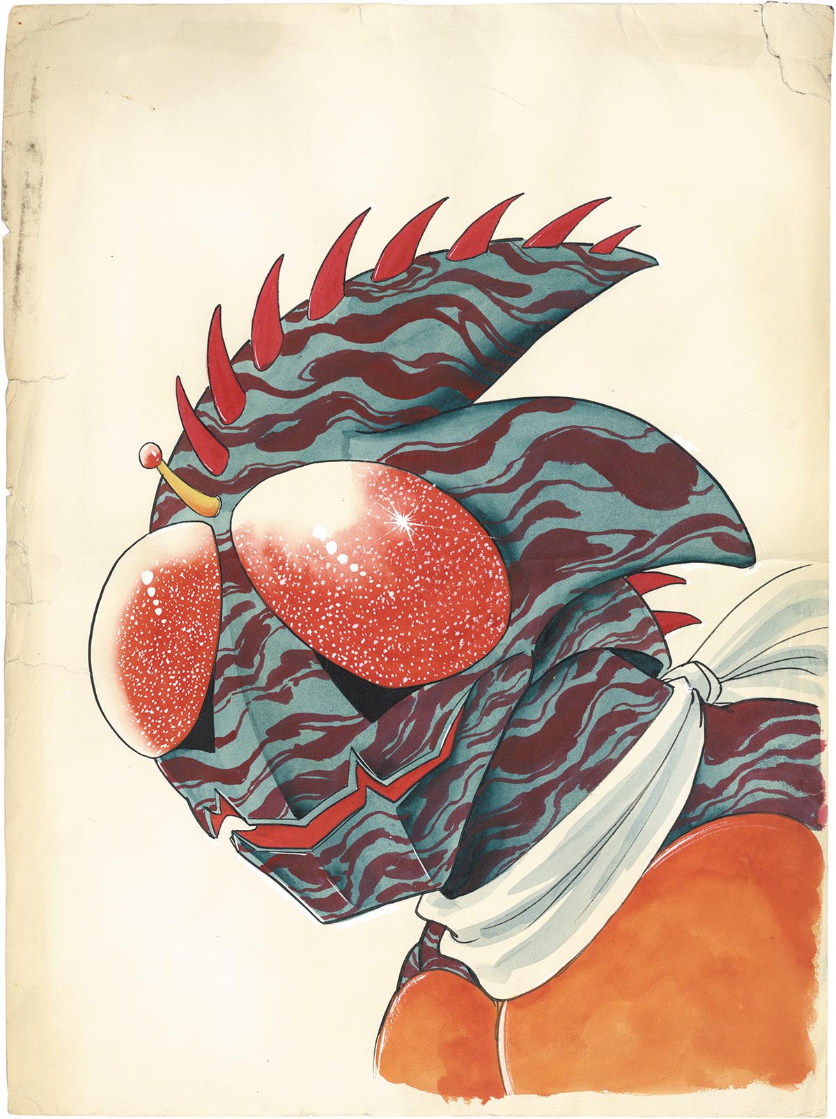 3005］ 石森章太郎 直筆カラーイラスト「仮面ライダーアマゾン」