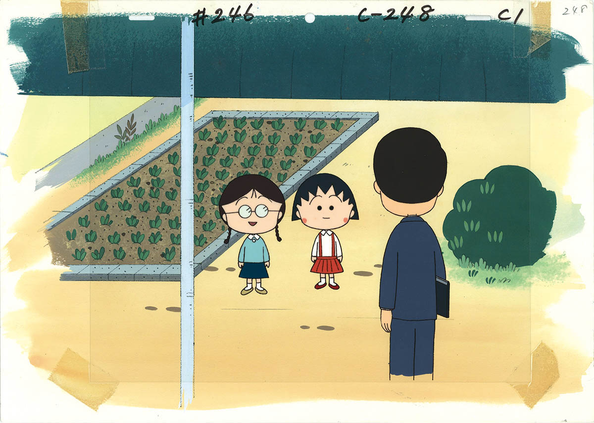 ちびまる子ちゃん まる子 たまえ セル画 手書き背景 レイアウト付 ちび