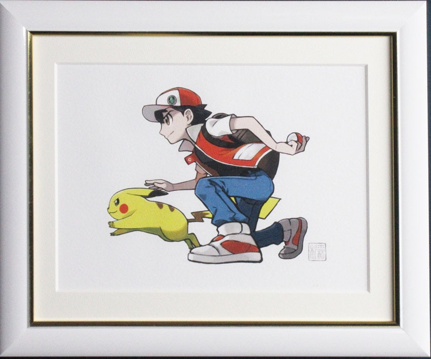 杉森建 カラー複製イラスト レッド&ピカチュー/ポケットモンスター