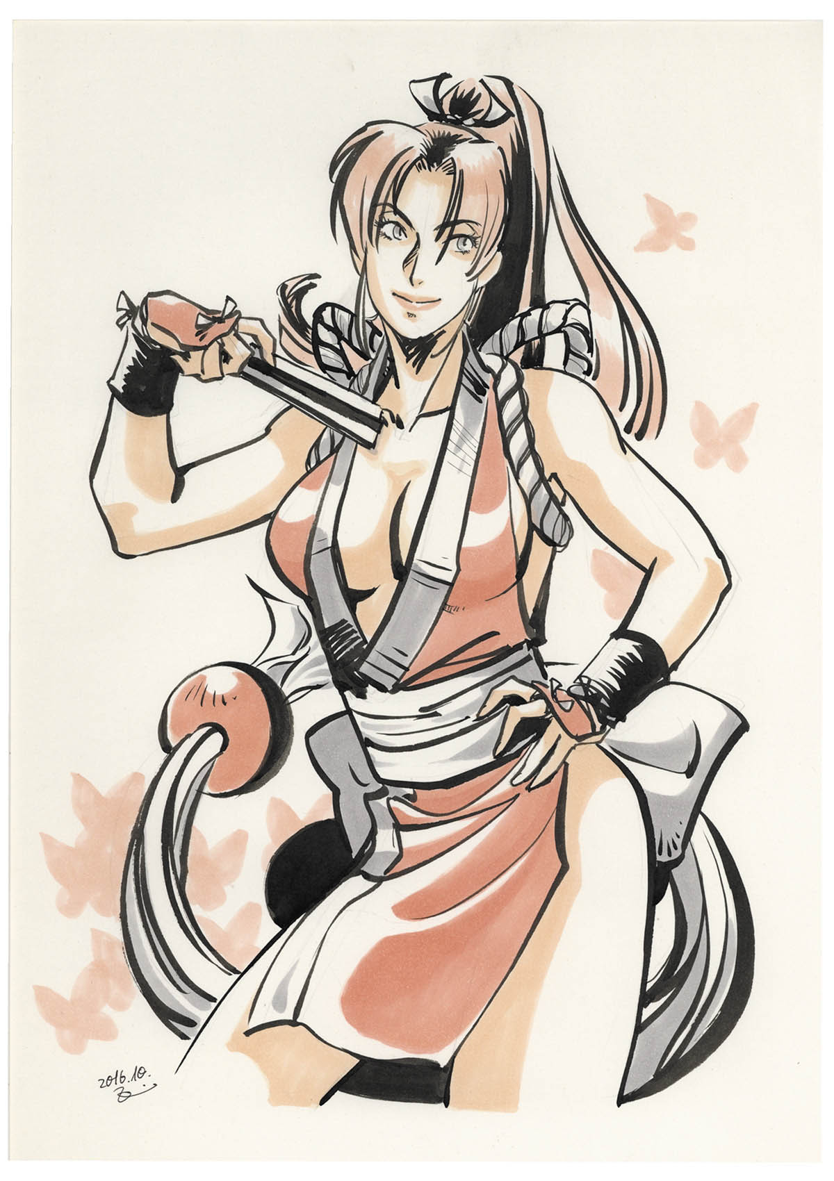 白井影二直筆カラーイラスト「餓狼伝説2」不知火舞