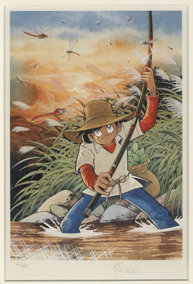 矢口高雄直筆サイン入りレフグラフ「釣りキチ三平」