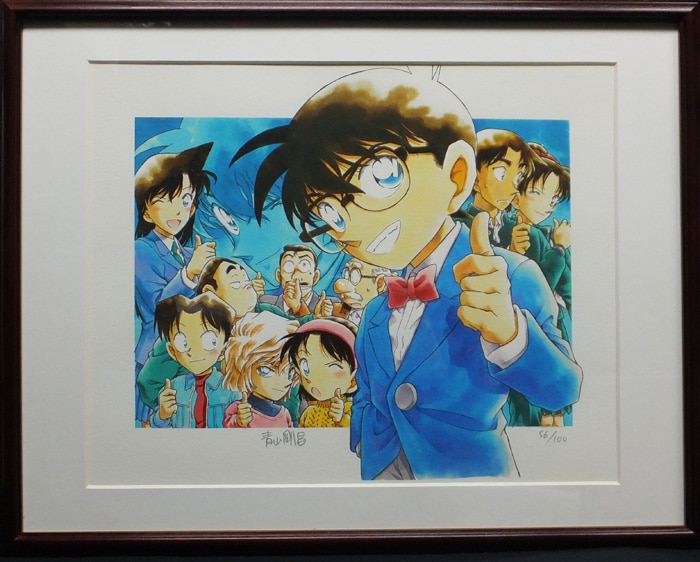 青山剛昌直筆サイン入りカラー複製イラスト[名探偵コナン]（NB-2796）