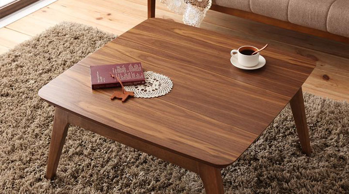 天然木ウォールナット 北欧デザインこたつテーブル【Lumikki(ルミッキ