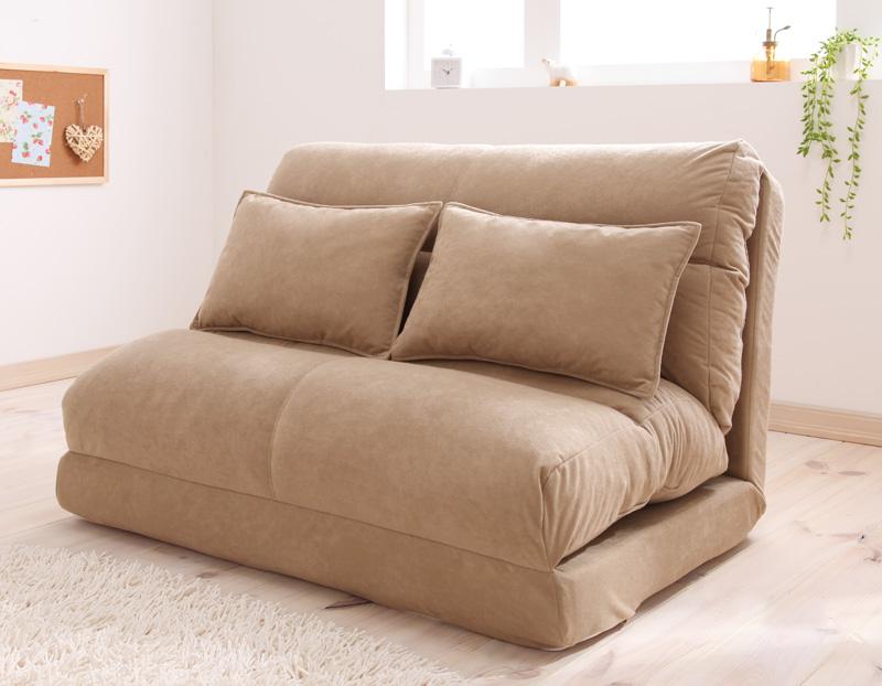 スエード生地が気持ちいい！折りたたみソファーベッド 幅140cm｜ハレノワ