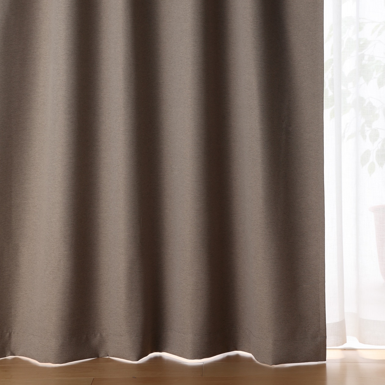 無印良品 ポリエステル二重織プリーツカーテン（防炎・遮光性）／杢
