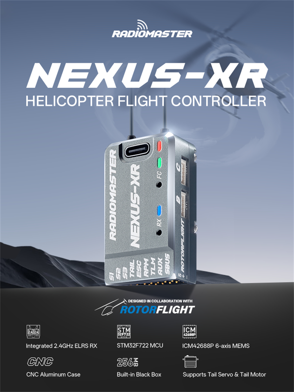 RadioMaster Nexus-XR フライトコントローラー Rotorflight 2.2