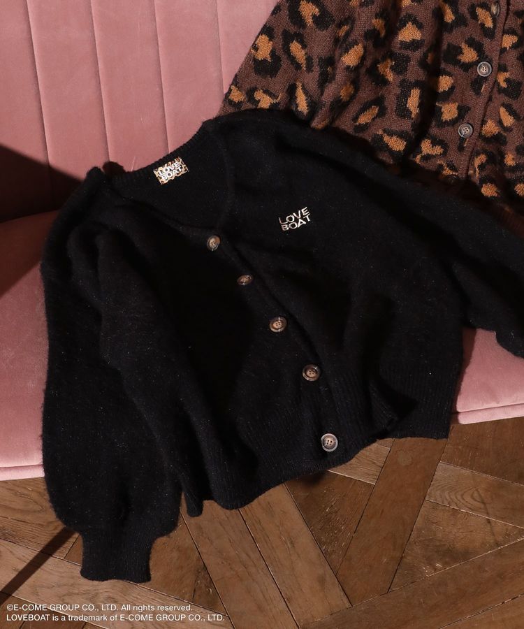 □LOVEBOAT ロゴ刺繍ニットカーディガン/Green Parks（グリーン