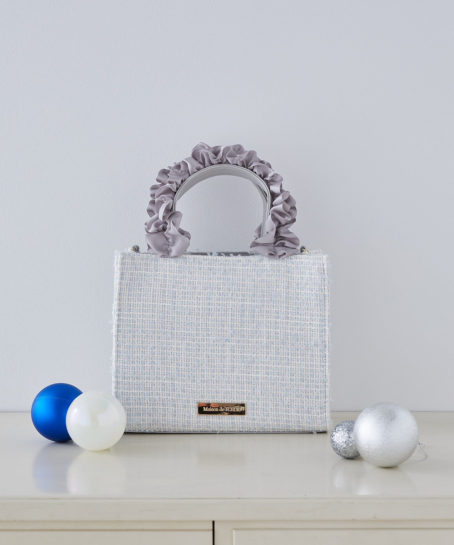 ツイードフリルハンドルショルダーバッグ/Maison de FLEUR（メゾン ド