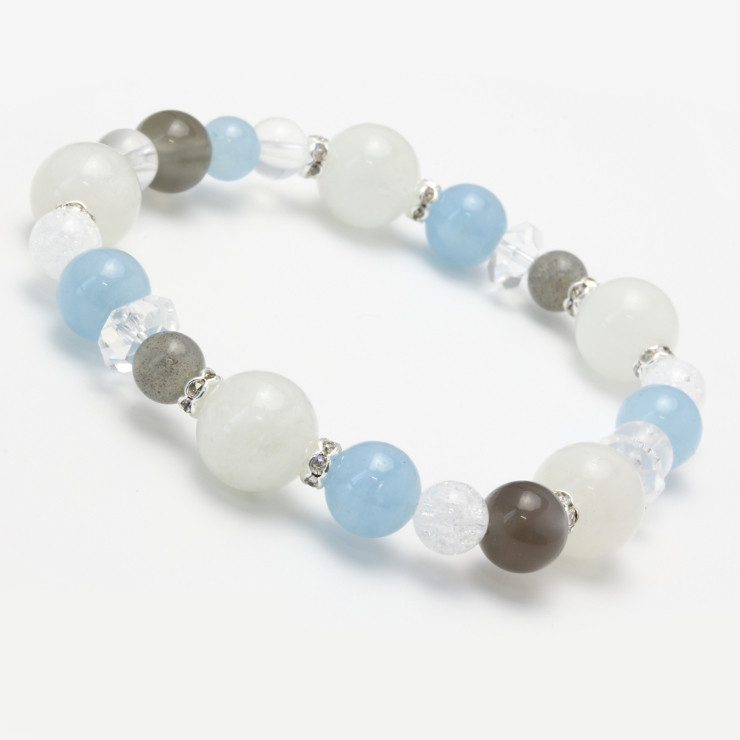 ブルームーンストーン・アクアマリン デザインブレスレット｜天然石