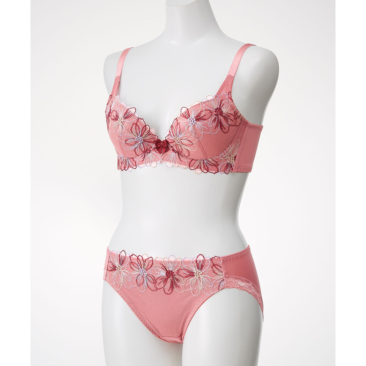 ニッセンとトリンプ共同企画】脇高刺しゅう コスモス レースブラジャー