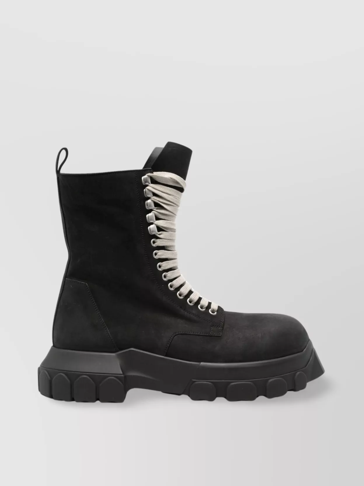 Rick Owens Army tractor chunky sole suede boots | The Fashion Square