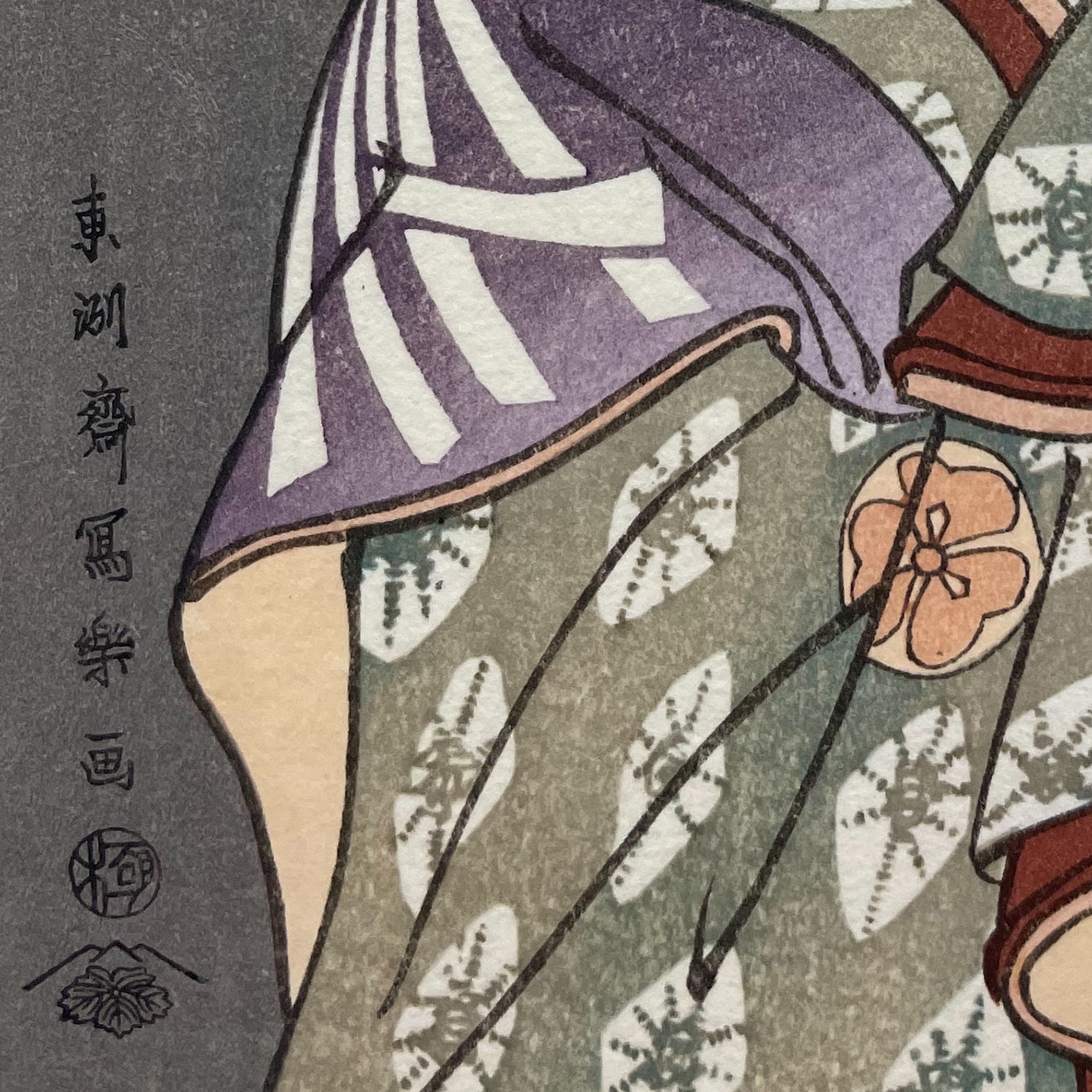 東洲斎写楽「八代目森田勘弥の駕籠駕籠舁鶯の次郎作」小型・ミニ浮世絵