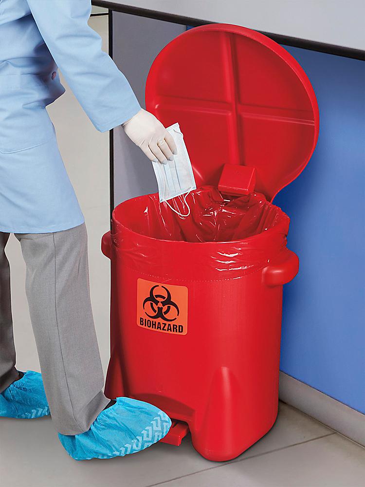 Biohazard Step-On Waste Can - 14 Gallon H-5192 - ULINE