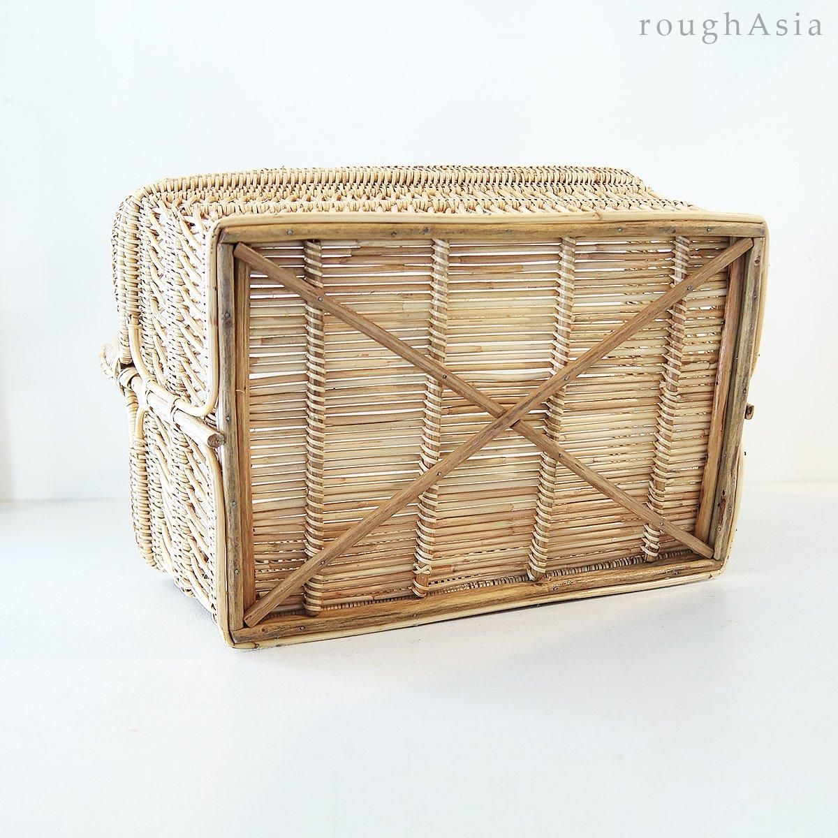 タイ》ラタン編み 手さげバスケット 角型 ｜アジアの日用品と雑貨