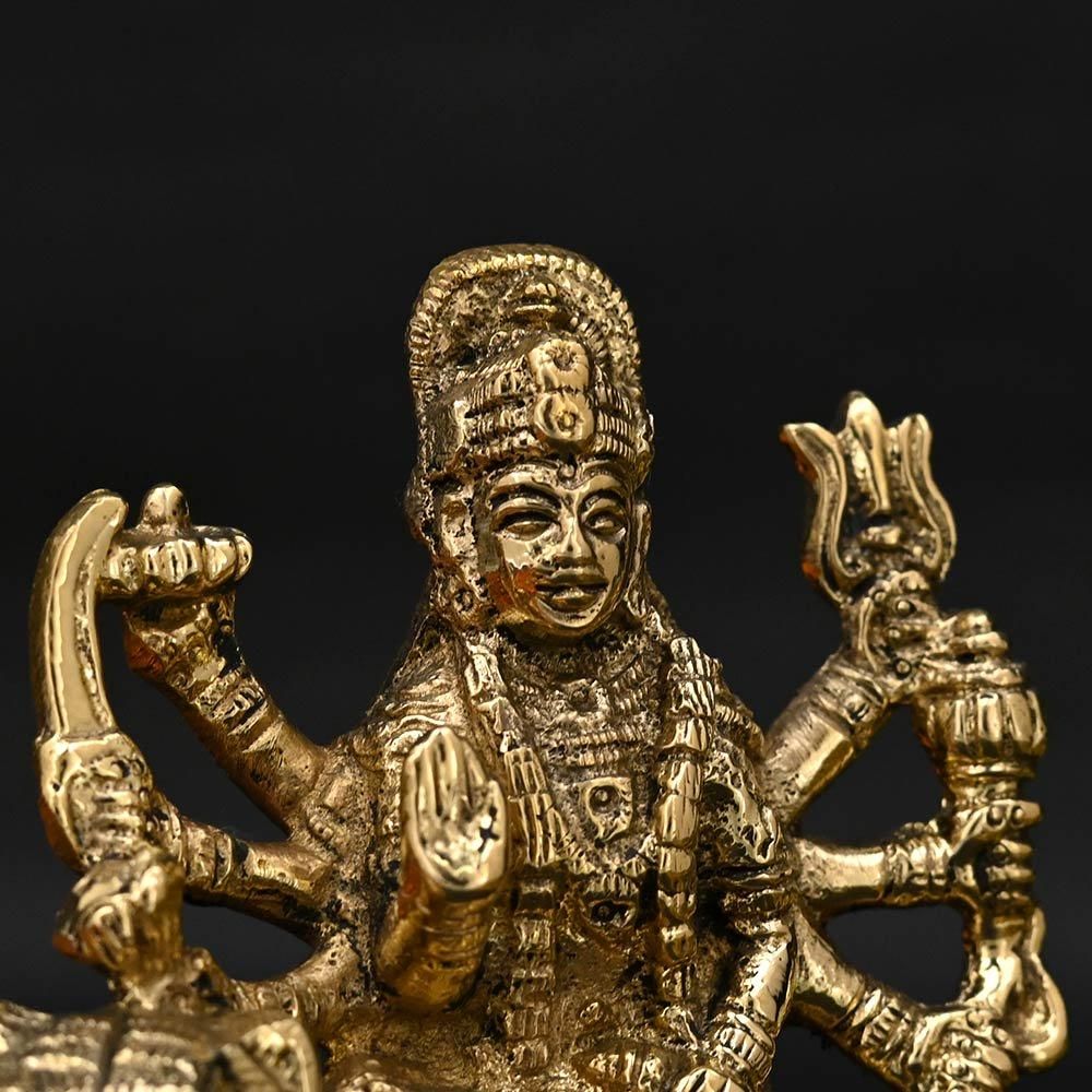 ドゥルガー女神像（真鍮製、高さ約10.6cm）- スピリチュアルインド雑貨