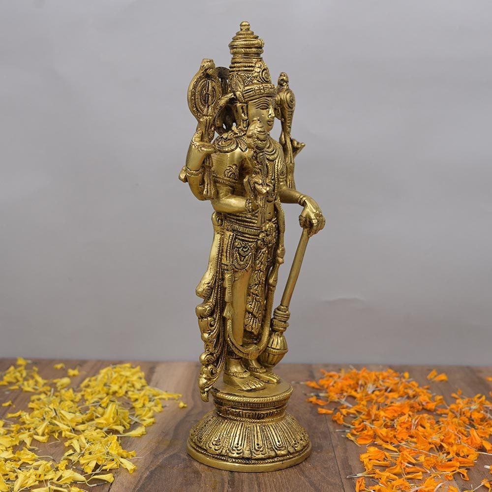 ヴィシュヌ神像（真鍮製、高さ約30.7cm）（受注製作