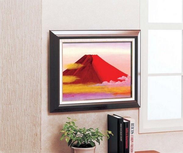 ☆十勝連峰と赤い屋根の家・肉筆油彩画・F6キャンバス ☆十勝連峰