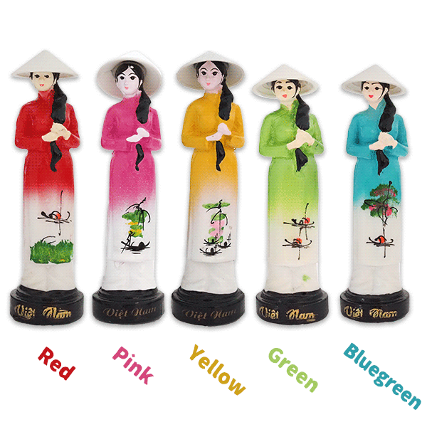 ラスト1点・イエローのみ】ベトナム アオザイ女性のカラフル置物