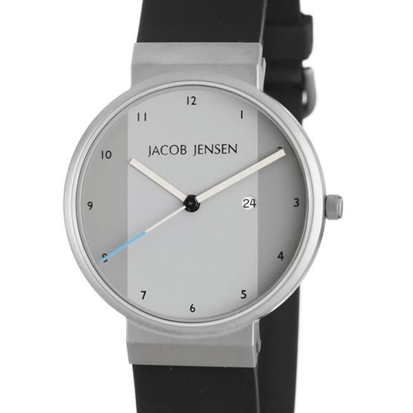 ヤコブ・イェンセン 腕時計 メンズ 731 グレー×ブラックラバーベルト