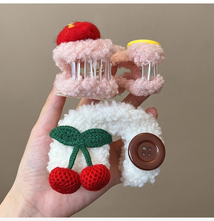 ぬいぐるみ いちごヘアピン チェリー ヘアクリップ バンスクリップ