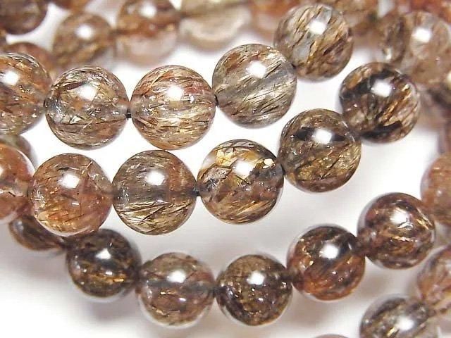 動画】マイカインクォーツAAA- ラウンド8mm 1連(ブレス) - 天然石