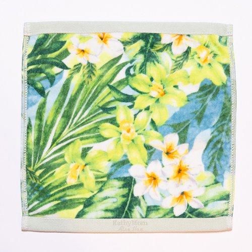 ☆【Kathy Mom】ミニタオル ハワイアンキルト柄 プルメリアオーキッド