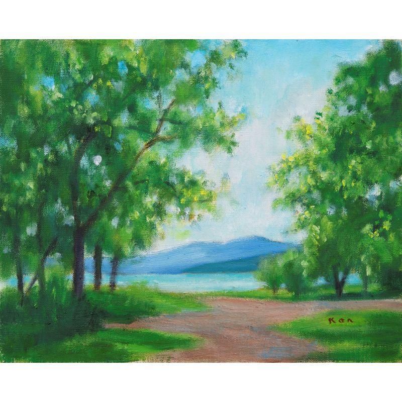 入江 観 「湖畔薫風」 油彩3号 - 一枚の繪オンラインショップ