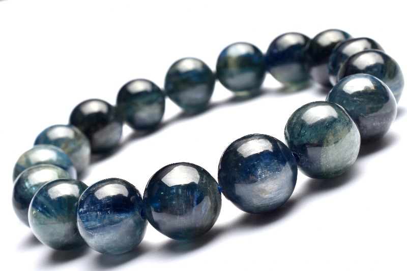 1点物】天然色 カイヤナイトシリカ 12mm ブレスレット _D5629