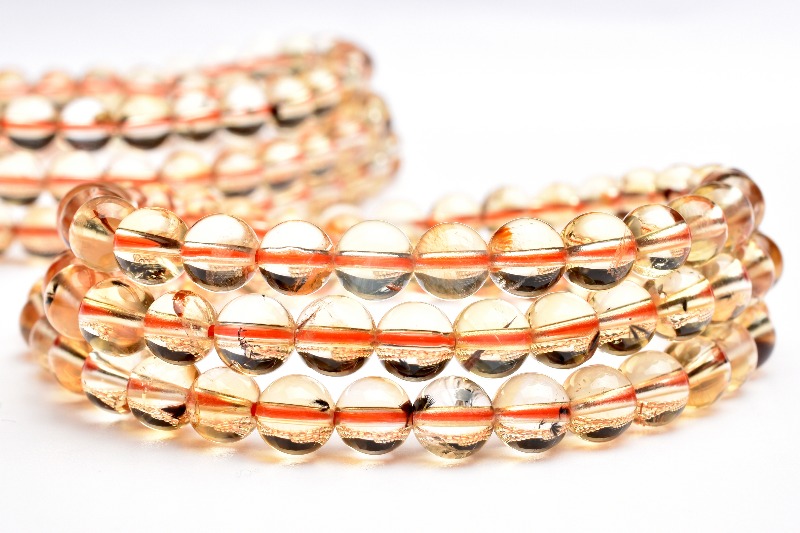 たっぷり内包 ロマネサイトインシトリン 5mm 3連タイプ ブレスレット