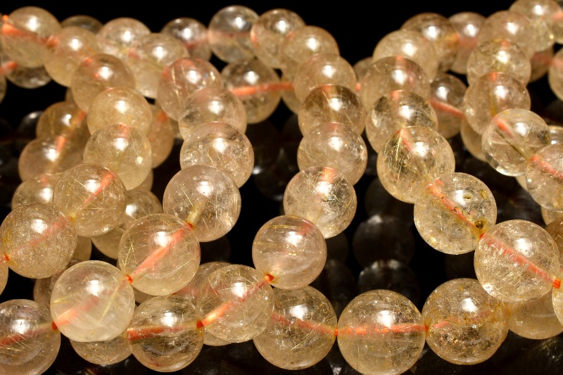 放射内包 ゴールドルチルクォーツ 8.5mm ブレスレット 1個売り _BG6265