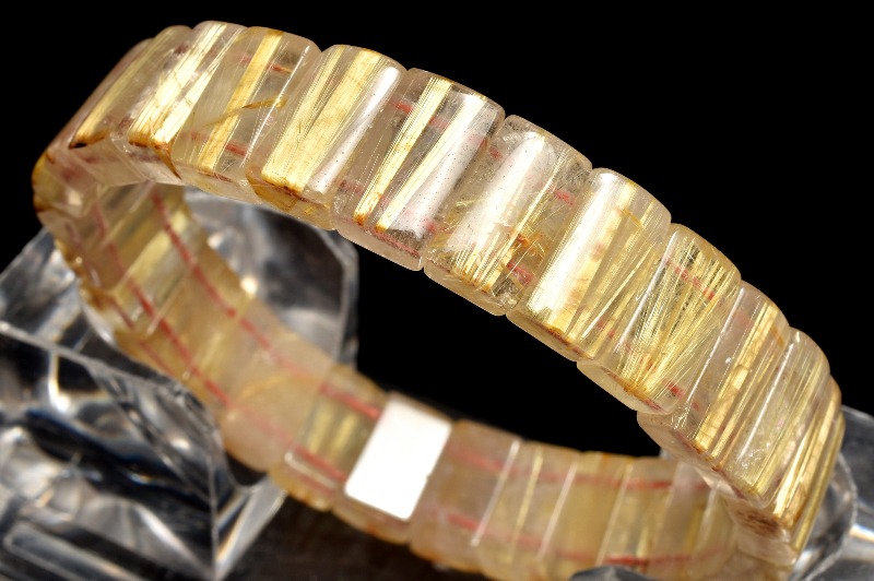 1点物】整列金針の輝き！ タイチンルチルクォーツ 7-8x12mm バングル