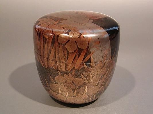 茶道具 大棗 八ッ橋研出蒔絵 内梨地 鵬雲斎書付、初代 鈴木光入作