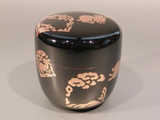 茶道具・棗 】大棗 花兎（はなうさぎ）蒔絵 内梨地 一瓢斎 作 - 茶道具