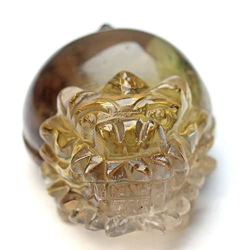 高品質 スモーキーシトリン ゼウスクォーツ 龍亀 ロングイ 財運 彫刻