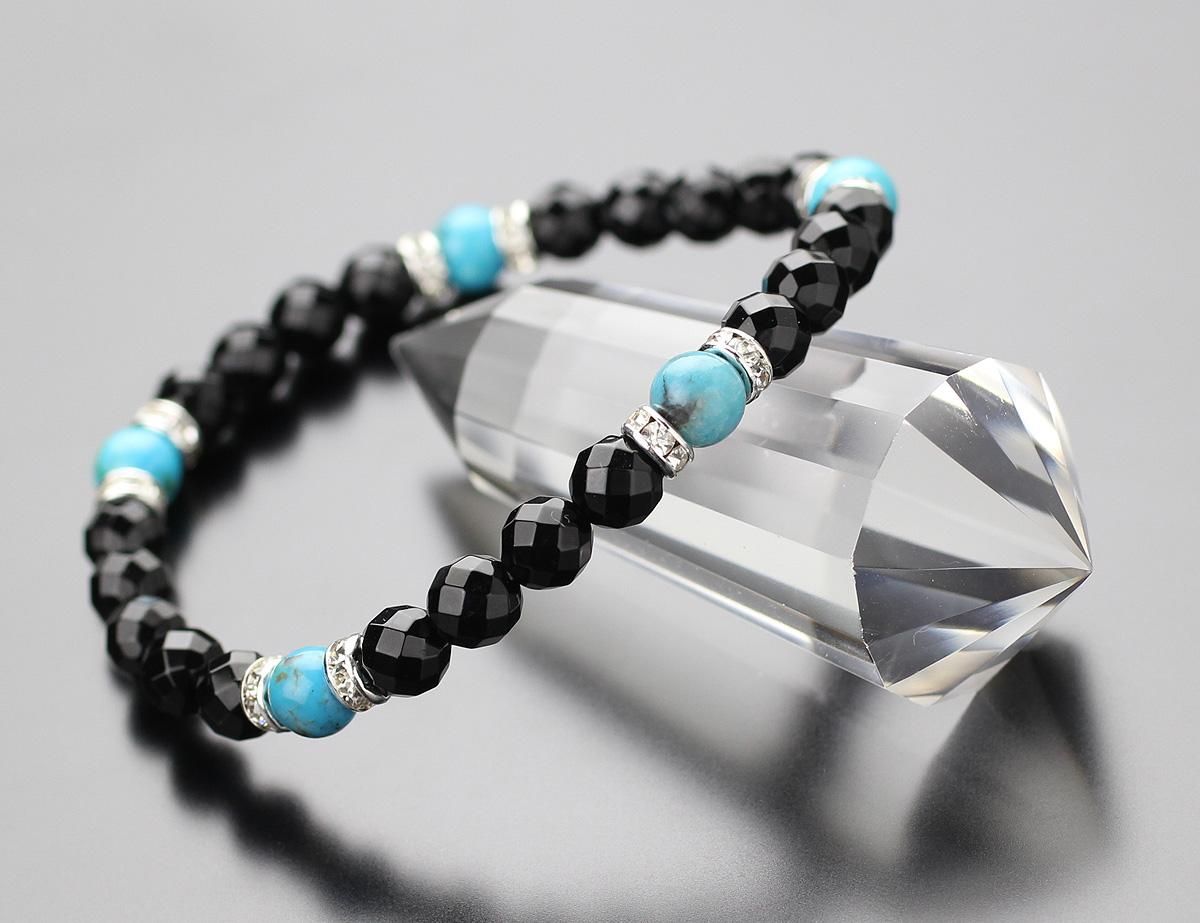 ターコイズ オニキス 天然石ブレスレット - 念珠ドットコム