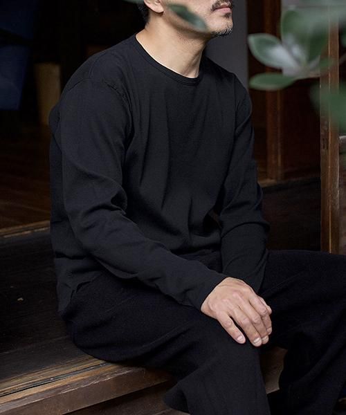 メンズ ロングスリーブ Tシャツ | ブラック - 楊柳生地 専門店 山城