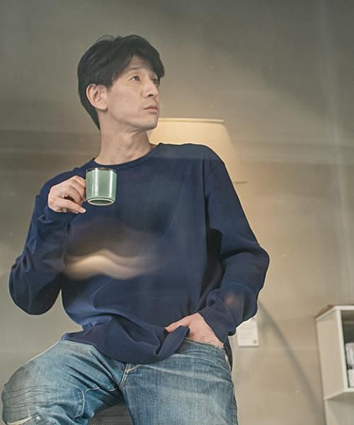 メンズ ロングスリーブ Tシャツ | ネイビー - 楊柳生地 専門店 山城