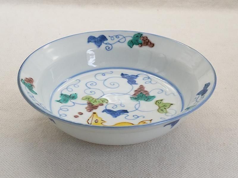 中町いずみ きつねとぶどう 5.5寸深皿 | 九谷焼 | 東京 南青山の和食器