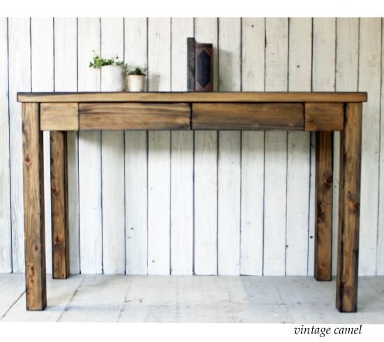 ヴンテージ風無垢材デスク引き出し付き - アンティーク風ヴィンテージ