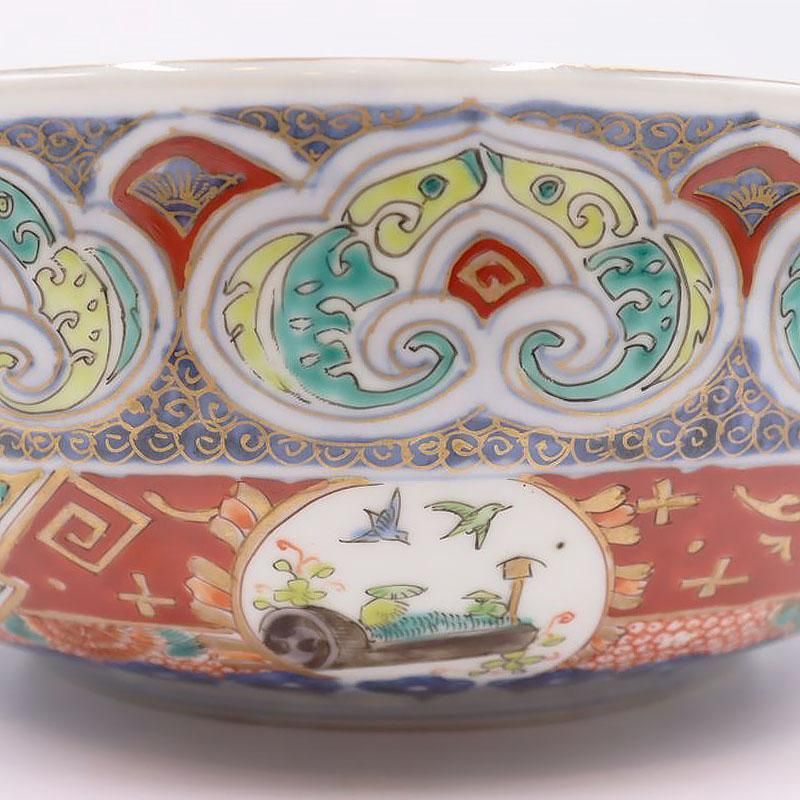 カラフル和食器｜大正時代のアンティーク大鉢｜直径26.5 高さ9.5