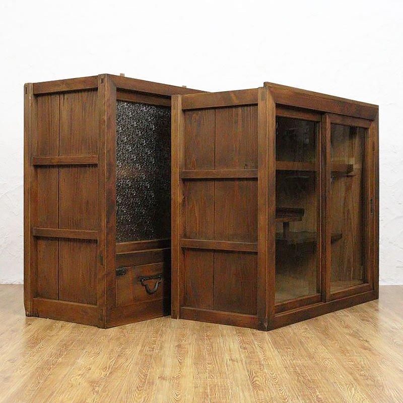 キャビネット 水屋箪笥 大正時代 杉製 引戸キャビネット