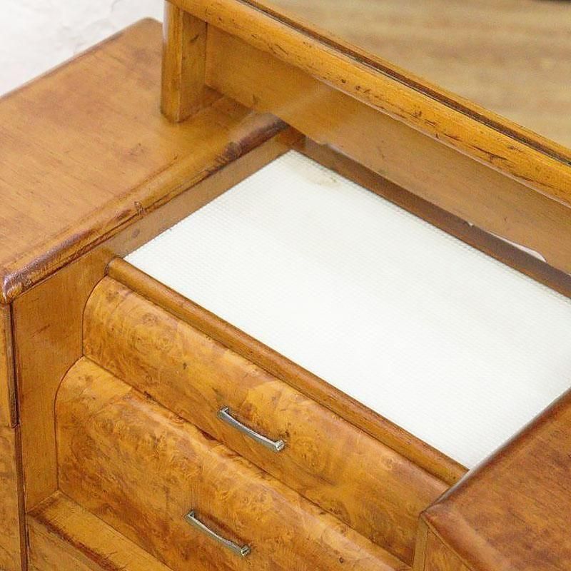 昭和初期 玉杢鏡台 鏡交換済み化粧台