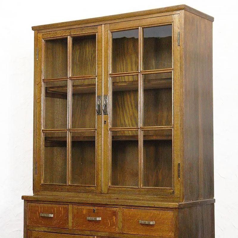 キャビネット 洋風食器棚 日本製 木製 昭和レトロ 大容量